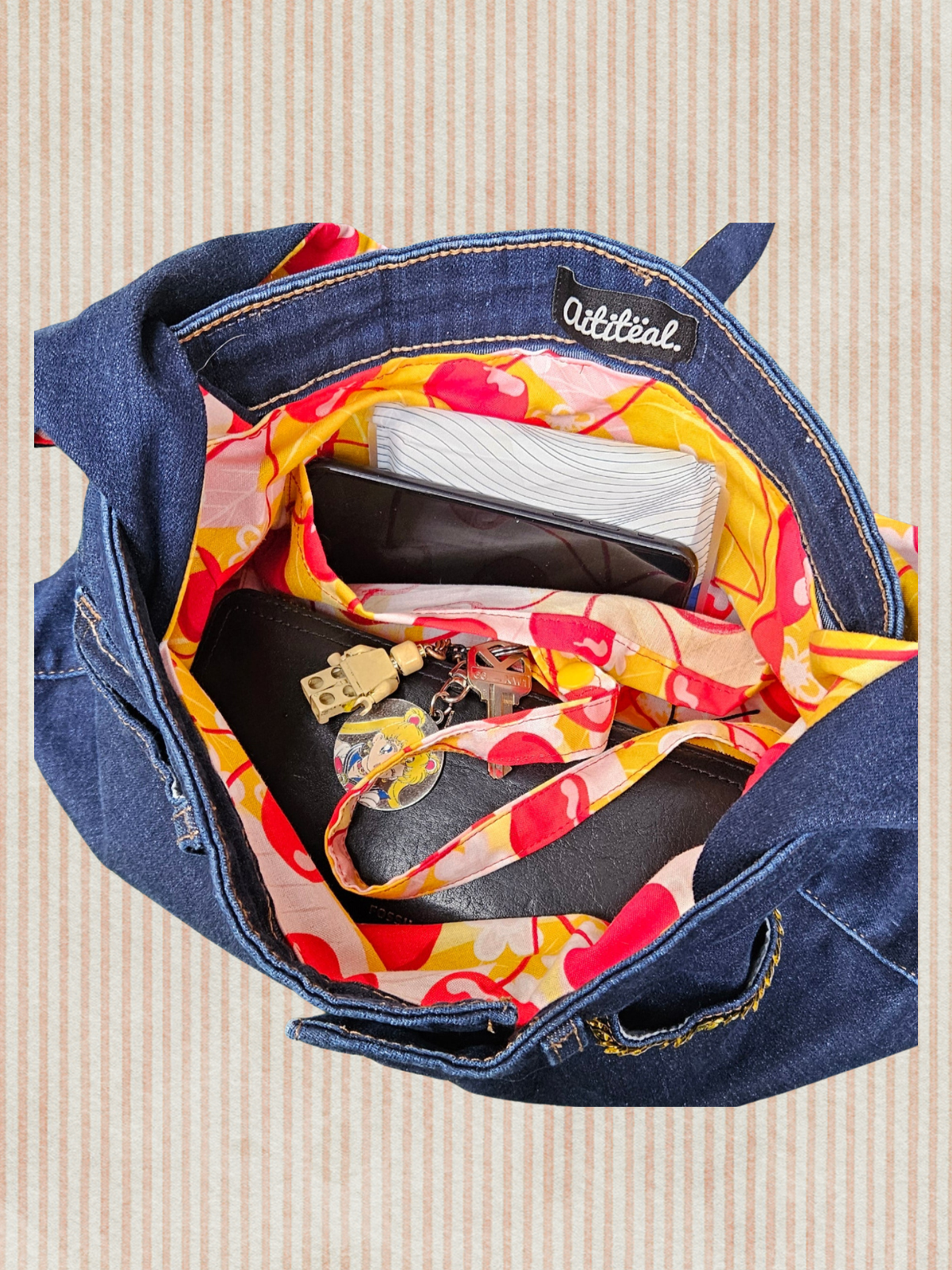 Sac Denim Upcyclé- Cherry Coco